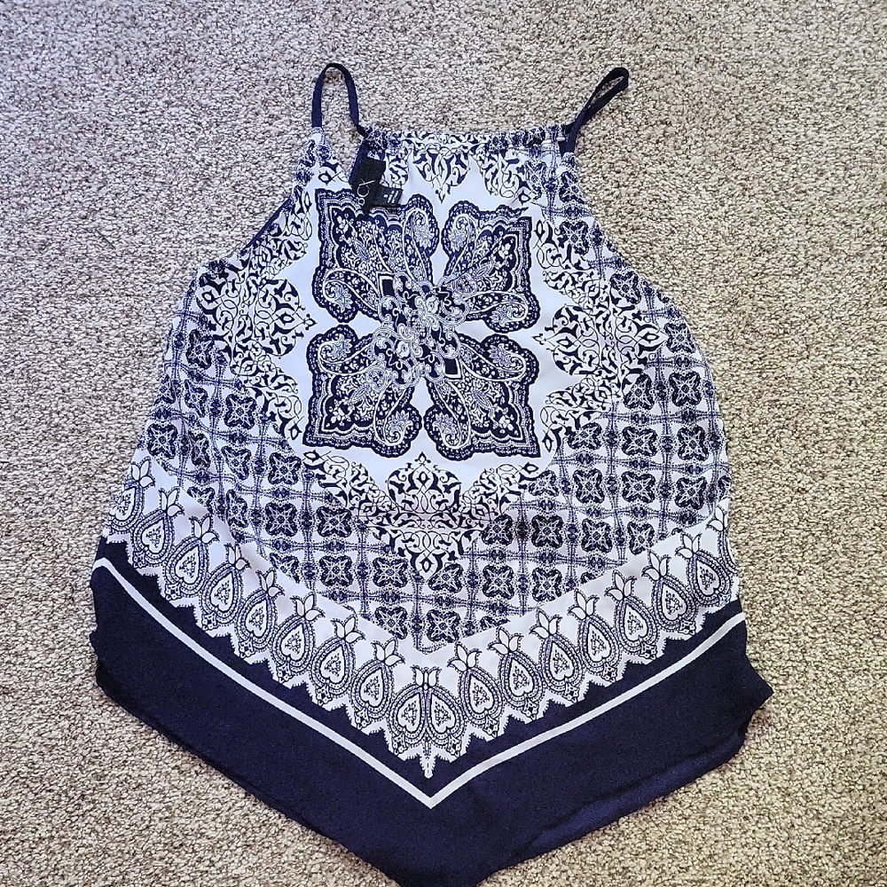 Elegant Blue and White Women's Top